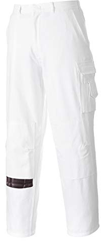 Portwest Painters Trousers Work Pants Protection Protect Overall Decorator Paint, Medium White