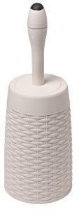 Addis 515798 Faux Rattan Round Toilet Brush Set with Internal Detergent Injection System, Cream, Calico Linen