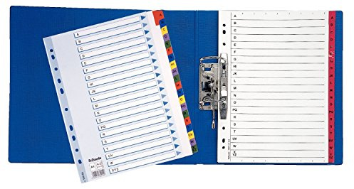 Esselte A4 A-Z-index, kraftig kartong med Mylar-förstärkta flikar, blå/flerfärgad