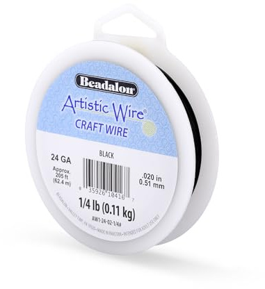 Artistic Wire, 24 Gauge Tarnish Resistant Colored Copper Craft Wire, Black, 205 ft