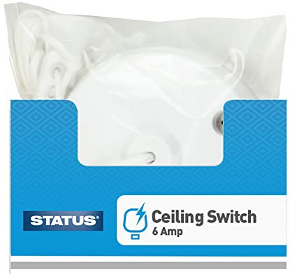 STATUS Ceiling Switch | White 6A 2 Way Pull Cord Light Switch Bathroom | SCS6A2WPB5