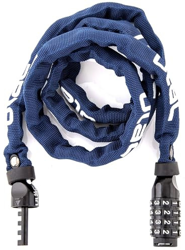 ULAC 52ND Street Neo Kettenschloss-Kombination, zurücksetzbar, 4-stellig, Diebstahlsicherung, Fahrradschloss (Marineblau)