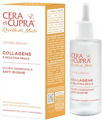 Cera di Cupra, Lifting Serum – Siero Collagene e Gelatina Reale, Rassoda la Pelle e Distende le Rughe di Viso e Collo, Made in Italy, Dermatologicamente Testato, 30 ml
