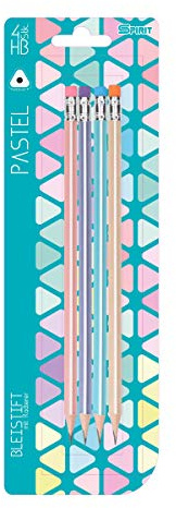 SPIRIT blyertspenna triangel med suddgummi pastel, 4 st