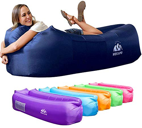 WEKAPO Aufblasbare Liege, Luft-Sofa, Hängematte, tragbar, wasserfest, Anti-Luftleck-Design, ideal für Hinterhof, See, Strand, Reisen, Camping, Picknicks und Musikfestivals, Marineblau
