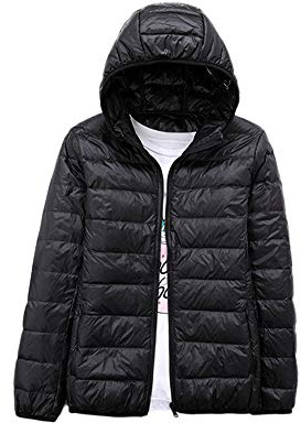 HONGBI Chaquetas de Pluma con Capucha y Manga Larga Mujeres Corto Chaqueta Plumiferos Ligeros Exteriores Cálida Fino Abrigo Plumas Plegable Abrigo Acolchado Invierno Cazadoras Casacas Parka