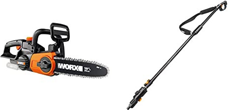 Worx Wg322E.9 Elettrosega Sega Da Giardino A Batteria 20V Motosega Elettrica Da Potatura, Diam. 25 Cm - Solo Corpo Macchina & Wa0166 - Asta/Prolunga Telescopica Per Motosega A Batteria Wg322E