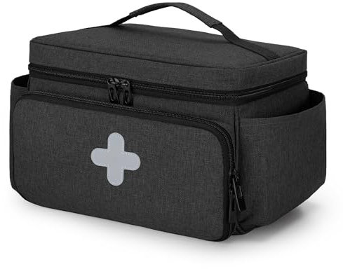 CURMIO Borsa per forniture mediche, borsa sanitaria portatile per infermieri, medici, fisioterapisti, personale per visite a domicilio, solo borsa, in attesa di brevetto, Nero