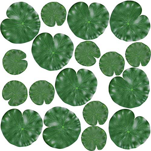 18Pcs Artificial Lotus Leaves, Floating Lily Pads Plastic Pond Ornaments | Plastic Foam Water Lily Pads Foliage Pond Decor for Koi Fish Pool Patio Aquarium