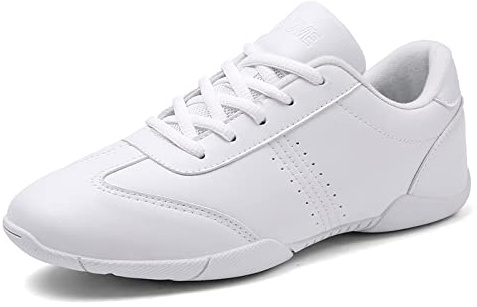 Dam, cheerleading skor, flickor, ventilerande dansskor, lätta, skråskor, vita, träningsskor, fitness, gymnastik, yoga