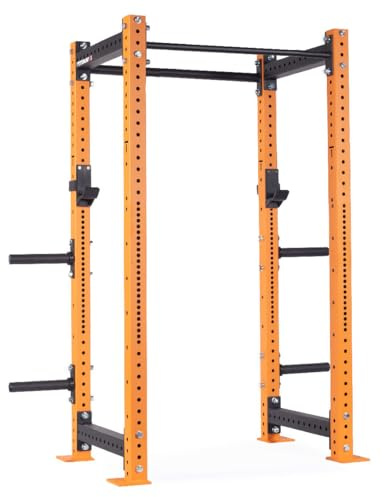 Titan Fitness X-3 Series 80 Orange Bolt-Down Power Rack, 24 Depth, Rackable 1650 LB Cage, 1.25 and 2 Pull Up Bars, Standard J-Hooks, Weight Plate Holders, Weightlifting and Strength Training