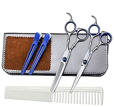 Klippverktyg Barberare Frisörverktygsset Hårklippning Gallringssax Sax Hårsax Styling Rostfritt stål (Färg : Röt) (Röd B)