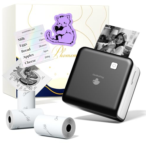 Phomemo Sticker Printer 300DPI, M02 Pro Mini Thermal Printer with 3 Rolls
