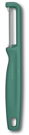Victorinox Pelador Iota, pelador para verduras, frutas, filo serrado, doble filo, extra afilado, Swiss Made, verde