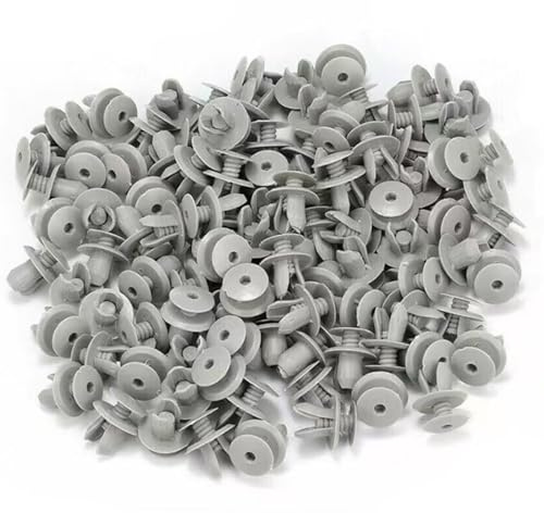 Okaywork 50pcs Clips de Garniture Panneau clips de fixation voiture rivet plastique de Garniture Remplacement Applicable à 701867299 Compatible avec VW T4 T5 Pinces de Garniture de Voiture gris