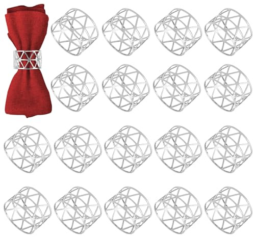 18 stycken servettringar silver elegant, 4,5 cm ihålig ut servettring, återanvändbara näsringar, servetter ringar för bröllop, jul, familjefester, bordsdekoration