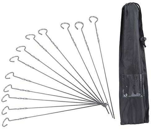 Brochetas de metal para la parrilla, 12 piezas de kabob brochetas de acero inoxidable barbacoas barbacoas con brochetas de bolsas de almacenamiento para kabobs barbacoa