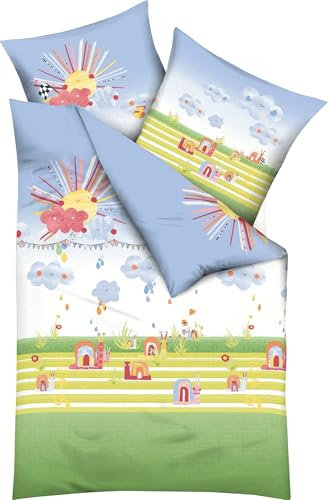 Kaeppel Kinder-Bettwäsche Regenbogenrennschnecken Renforcé bunt Größe 1x 135x200 cm + 1x 80x80 cm