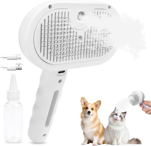 Brosse à vapeur pour chat - Brosse à toilettage longue et courte - Massage, entretien, épilation des poils d'animaux - Pour chats, chiens, lapins