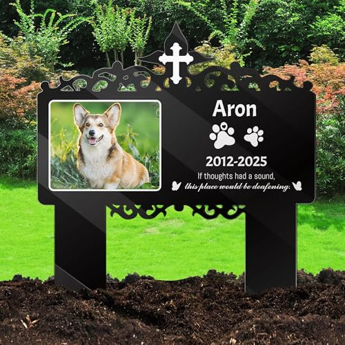 FCLYDER Piquet Plaque Funéraire Commémoratif Personnalisé, Plaque Funéraire pour Animaux, Cadeau Commémoratif pour La Perte de Chien et Chat