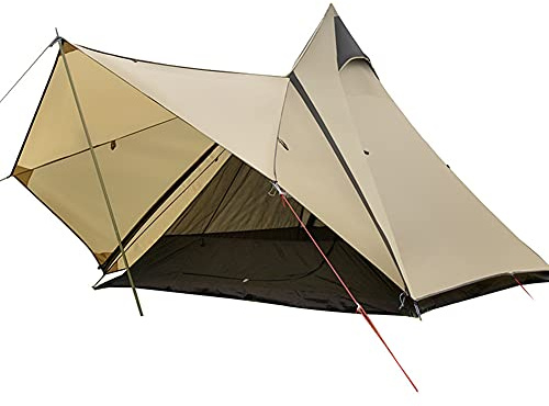 tält, 4 personers tält for camping Pyramid tipitält utomhus portabelt dubbellager indiskt tipitält for utomhus familj vandring jurt tält(Yellow)
