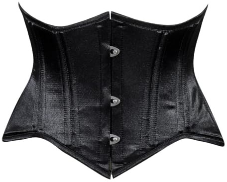 Daisy Corsets Womens Black Satin Mini Cincher Underbust Corset Waist Cincher Busk Closure & Plus Size