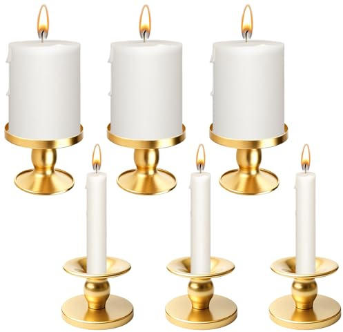 Candelabro de doble uso, candelabro de metal, juego de 6 unidades, adecuado para velas, bodas, decoraciones de mesa, decoraciones navideñas modernas, coronas de Adviento, salón, fiestas