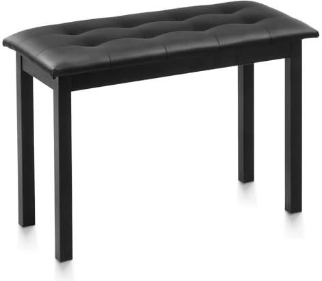LEADZM Pianobank, Klavierhocker mit PU-Lederkissen und Eisenbeinen, Integrierter Stauraum, Maximale Tragkraft: 200 kg, 70x30x43, Schwarz