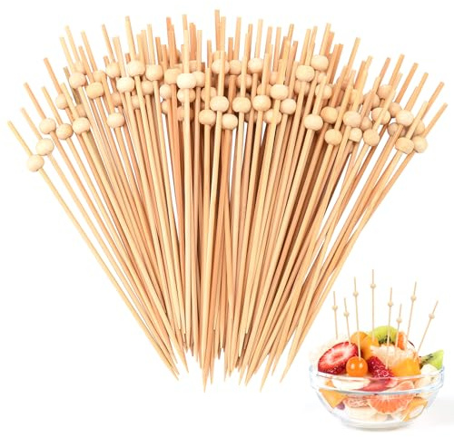 Holtrae 100 Piezas Palillos para Aperitivos,12 cm Brochetas,Palitos de Madera,Pinchos de Comida para Dedos,Palitos de Cóctel para Barbacoas, Fiestas y Cumpleaños
