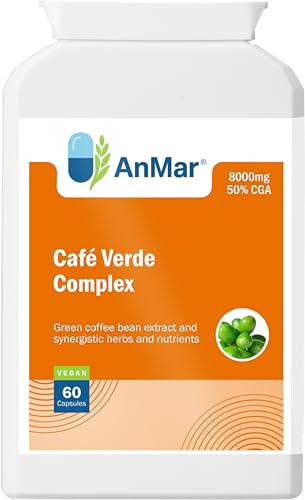 AnMar® Café Verde Complex – Green Coffee Bean Extract 8000mg (50% Chlorogenic Acid) with Chromium, Iodine & Cinnamon – Metabolism Support Supplement – Vegan Capsules – 60 Count