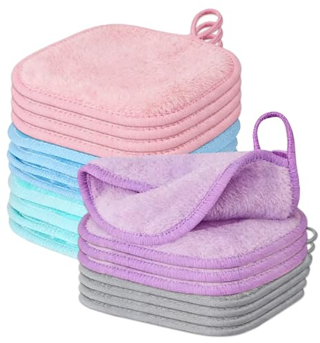 20 Stück Abschminktücher Waschba,Wiederverwendbar Make Up Entferner Tücher 16x16 Cm,Abschminktücher Waschbar,Weiche Coral-Fleece-Handtücher,Geeignet Für Die Tägliche Reisekosmetik (Mehrfarbig)