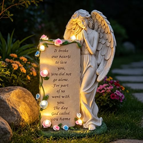 lifemet Ángel solar para tumba – Decoración de jardín de ángeles al aire libre para tumbas