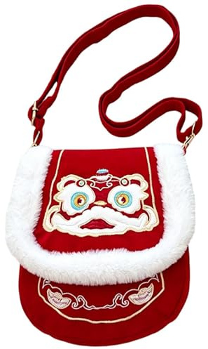 Bolso de mano bordado, bolso tradicional rojo de felpa para mujer, bolso de hombro estético para alimentos, para el hogar, desplazamientos, compras, al aire libre, al aire libre, noche, boda, fiesta