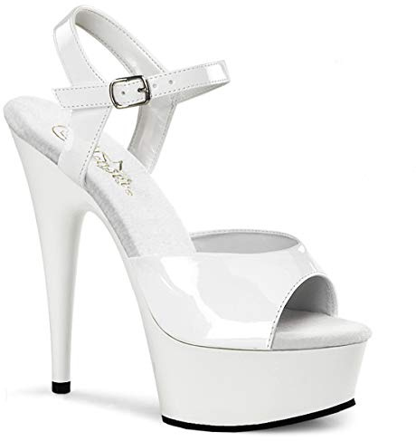 Pleaser DELIGHT-609, Damen Plateausandalen, Weiß (Weiß), 42 EU