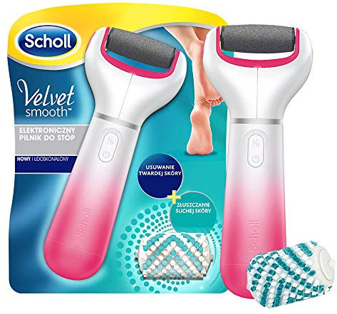 Scholl Velvet Smooth™ Elektronische Fußbrettfeile mit grobem Körnerkopf und Fettbürste, harte Haut und tote Nagelhaut