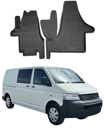 OMAC Gummimatten Fußmatten kompatibel mit VW Transporter T5 2003-2015 TPE Matten Schwarz 2X