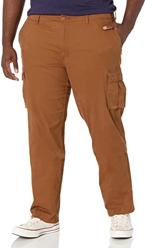 Amazon Essentials Men's Straight Fit Stretch Cargo Work Trousers (Available in Big and Tall), Light Brown, 35W / 28L