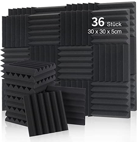 36 Stück Akustikplatten Schallschutzmatte Schallschutzpaneele Schalldämmung Akustikpaneele für Musikstudio Aufnahmestudio Büro Haus 30 x 30 x 5cm