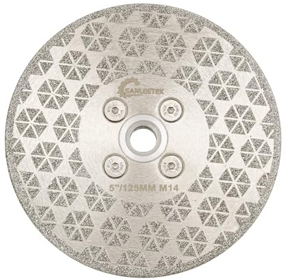 SANLEETEK Disque Diamant 125mm Double Face Électroplaqué Lame pour Découpage et Meulage pour Granit Marbre Céramique Carreaux de Porcelaine Quartz M14 Filetage