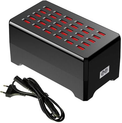 Balabaxer USB-Ladestation, 30-Port 150W/30A Mehrfach-USB-Ladestation, Multi-Port-Ladegerät für Smartphones, Tablets und andere Geräte.
