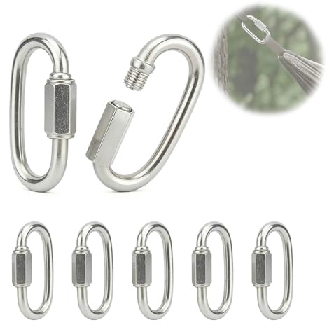 Cloxtralon - Mosquetón de acero inoxidable, eslabón rápido, conector en forma de D, para exteriores e interiores, ideal para acampar, senderismo y actividades de jardín
