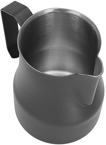 Semme Jarra para Espumar Leche de Acero Inoxidable 304 con Boquilla de Olécranon y Taza de café Estable para Latte Art (Negro 450ML)