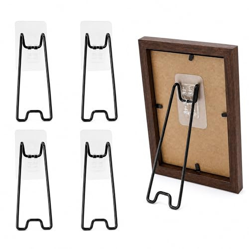 Soporte para marcos de fotos con autoadhesivo, 2 piezas ajustables para marcos de fotos traseros, caballete estable, soporte para marcos de fotos, cuadros de mesa para salón, oficina, decoración