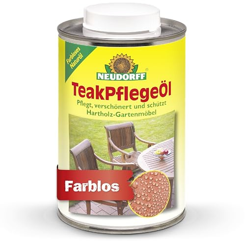 Neudorff TeakPflegeÖl – Pflegt, verschönert und schützt Hartholz-Gartenmöbel, Zäune und weitere Hölzer im Außen- und Innenbereich, farblos, 500 ml