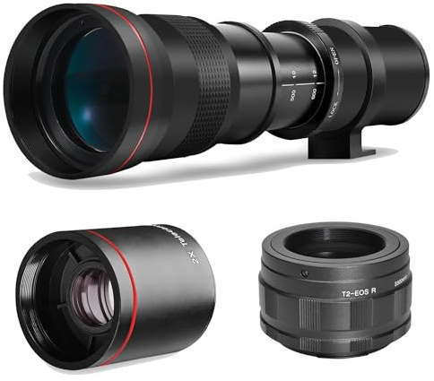 High-Power 420-1600mm f/8.3 Manual Telephoto Zoom Lens for Canon EOS R, R3, R5, R6, R7, R8, R10, RP Mirrorless Cameras