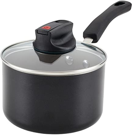 Farberware Smart Control Nonstick Sauce Pan/Saucepan with Lid, 2 Quart, Black