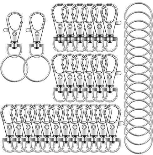 104PCS Swivel Snap Hooks with Key Rings, Metal Lobster Claw Clasp, Keychain Rings for Crafts(Silver, 1.37inch(36mm)