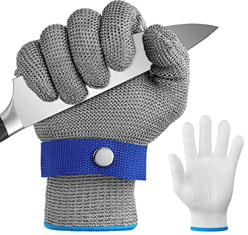 Schnittfeste Handschuhe Level 5 Schutz Schnittschutzhandschuhe Küche Kettenhandschuh Metzger Handschuh Austernhandschuh für Küche, Schnitzhandschuh für Holzschnitzen (L)