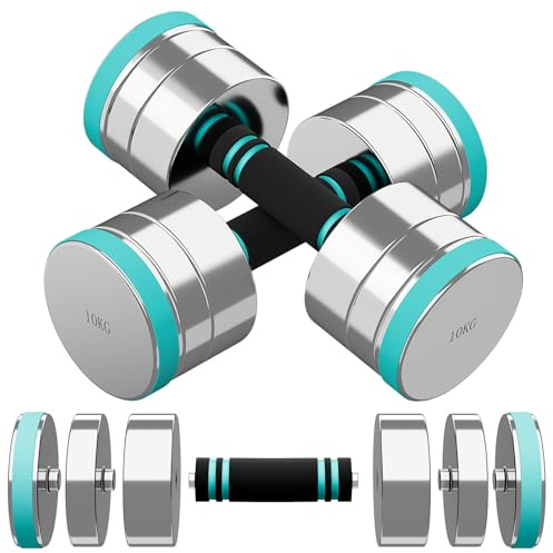 Dripex Haltères Musculation Réglables en Acier 10kg, Lot de 2 Poids Musculation Adjustable, Dumbbells Set Compacts avec Poignée en Mousse pour Femme Homme Maison Fitness Aérobic