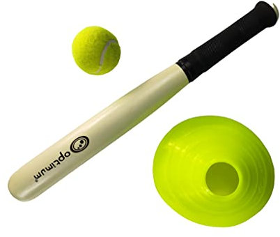 Optimum Rounders Schläger & Set - Leichter Holzschläger oder komplettes Set mit Ball, Boden & Tragetasche - Ideal für PE, Schule, Garten & Spiele im Freien, Baseball-Set von Rounders, Medium